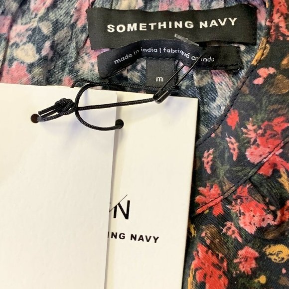 Something Navy Floral Long Sleeve Peasant Blouse - Picture 9 of 10